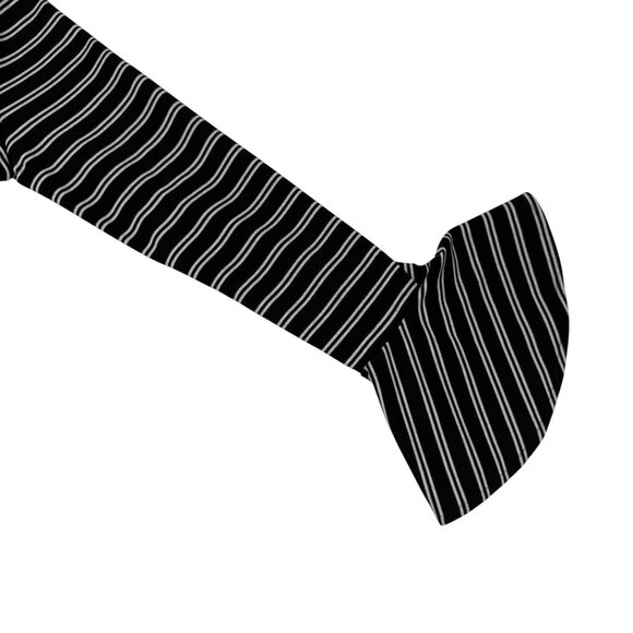 Size 6 Chaps Black White Stripe Ponte Knit Sheath Dress Flared Bell Sleeve - Picture 5 of 10
